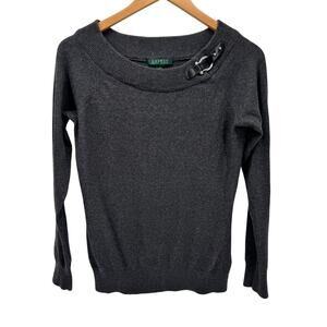 Ralph Lauren Gray Sweater with Buckle Detail